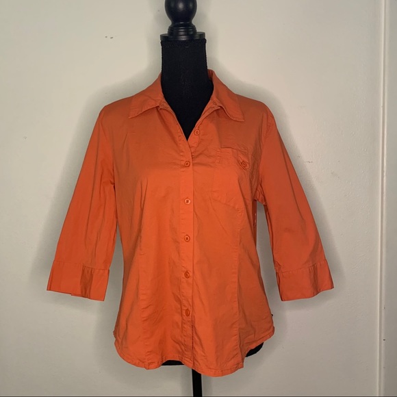Harley Davidson Orange Button Down SIZE L - Picture 2 of 8